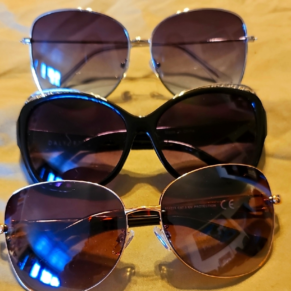 Black and Silver Sunglasses Set with Aviator and Oversized Styles